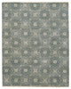 Pewter Burmesse-Flower Rectangular Hand Knotted Rug, 5' 6"x8' 6"