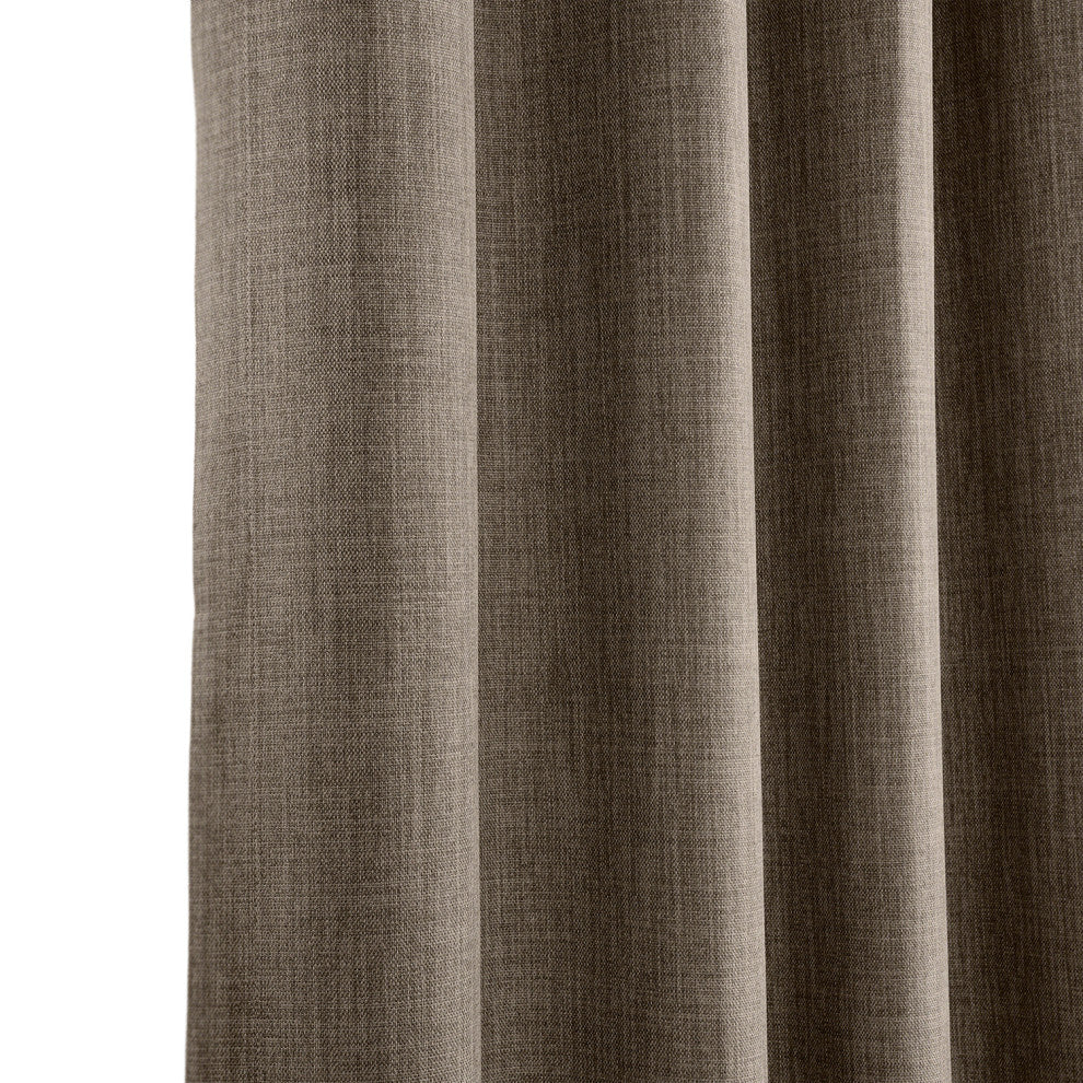 Faux Linen Grommet Room Darkening Curtain Single Panel, Dutch Cocoa, 50w X 120l