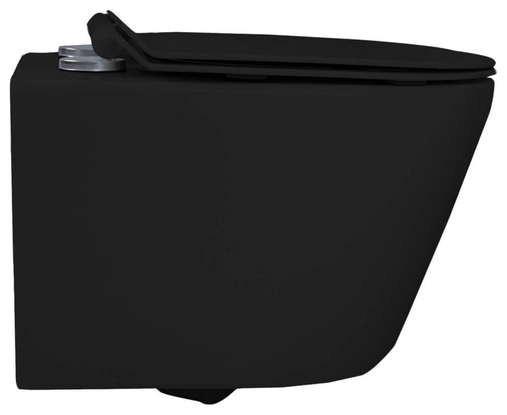 In-Wall Toilet Set, 2"x6" Carrier/Tank, Black, Black Round Metal Actuator