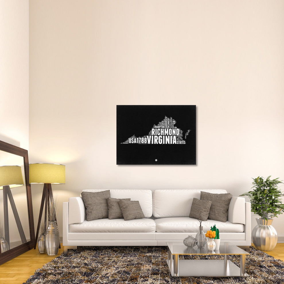 "Virginia Black and White Map" Fine Art Print