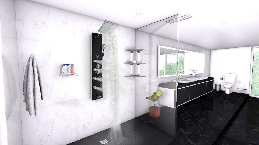 Blue Ocean 52"? Aluminum SPA392B Shower Panel with Rainfall Shower Head