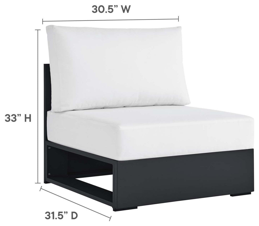 Tahoe Outdoor Patio Powder-Coated Aluminum 5-Piece Sectional Sofa Set - Gray Whi