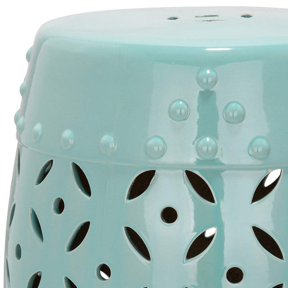 Safavieh Lattice Coin Garden Stool, Robins Egg Blue