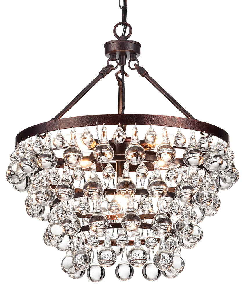 Clarus 5-Light Antique Copper Finish Four Tier Crystal Chandelier Glam Lighting