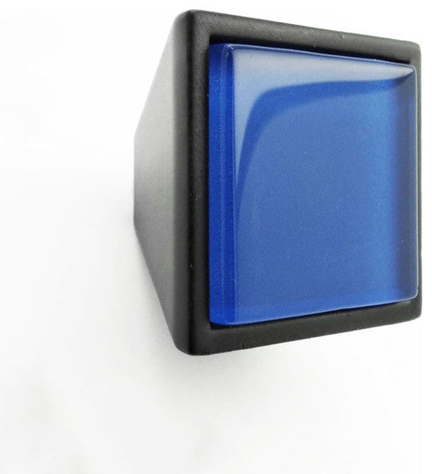Royal Blue Crystal Glass Black Metal Square Frustum Knob