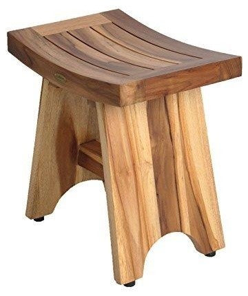 EcoDecors EarthyTeak Serenity Style Shower Bench, 18", Without Shelf