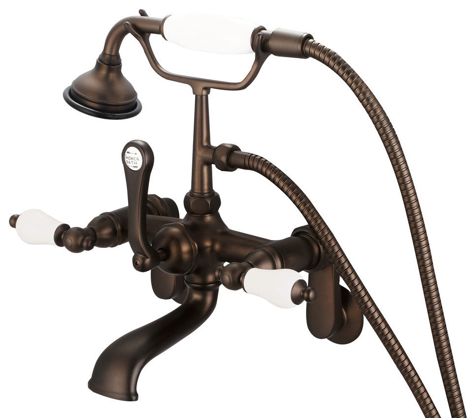 Vintage Classic Wall Mount Tub Faucet With Handshower, Oil Rubbed Bronze Finish
