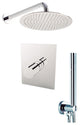 Aquamoon Barcelona 12" Showerhead, Handshower With Wall Arm, Brushed Nickel