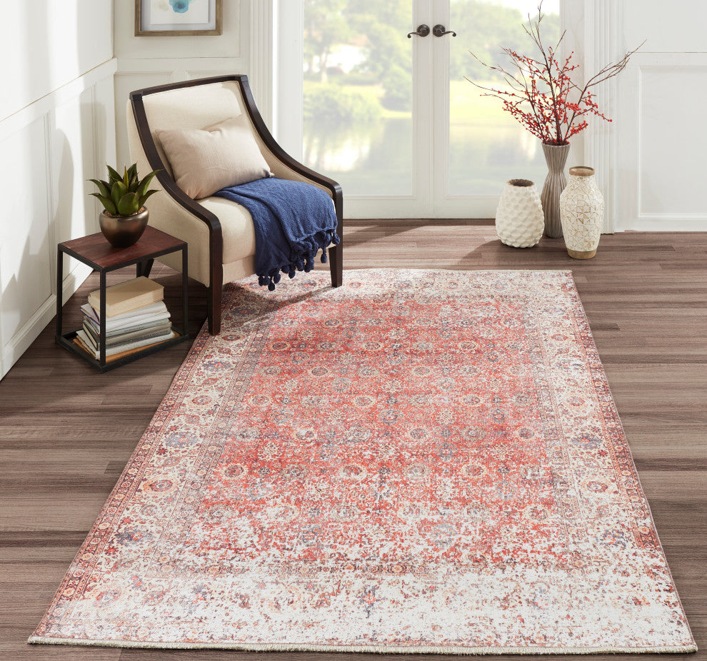Momeni Chandler Cotton Polyester Traditional Red Rug 5'6" X 8'6"