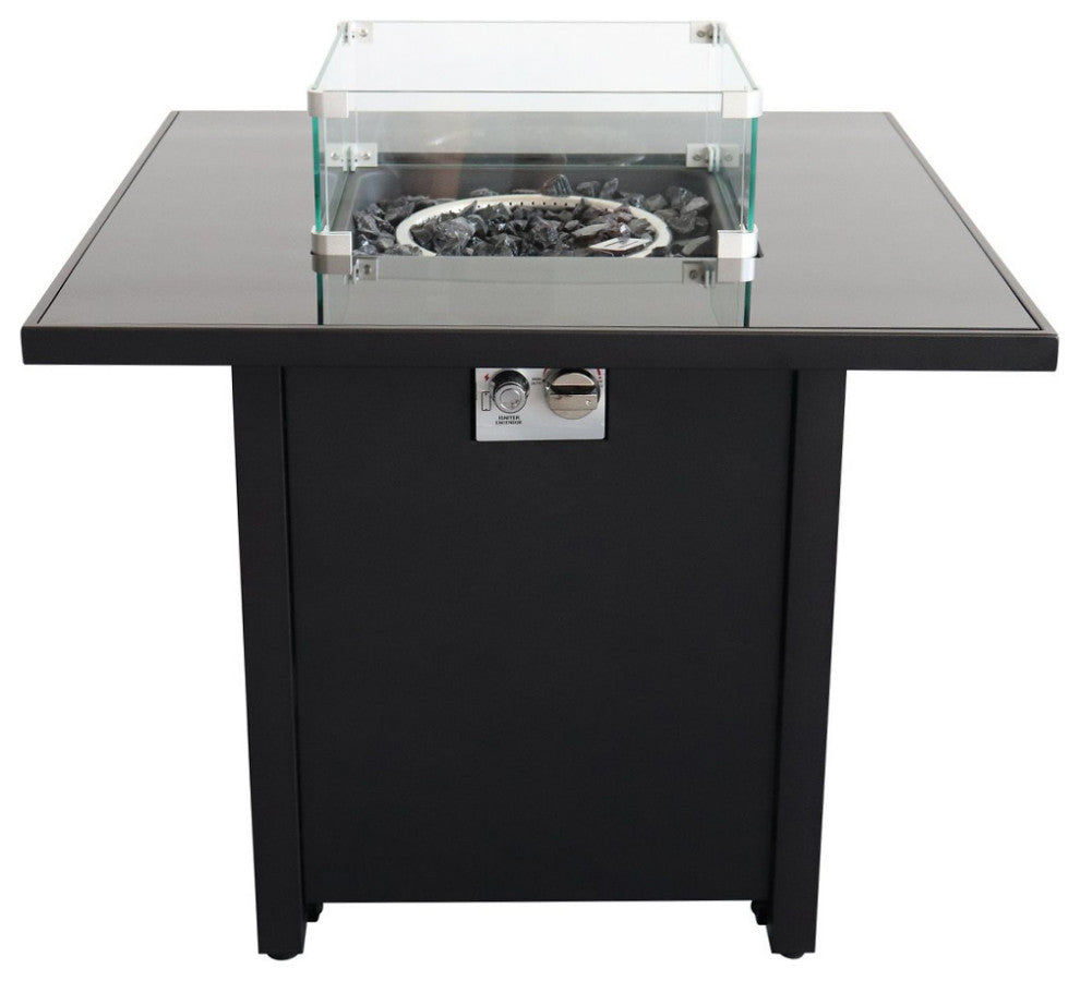 30" Outdoor Rectangle Fire Pit Table, Black