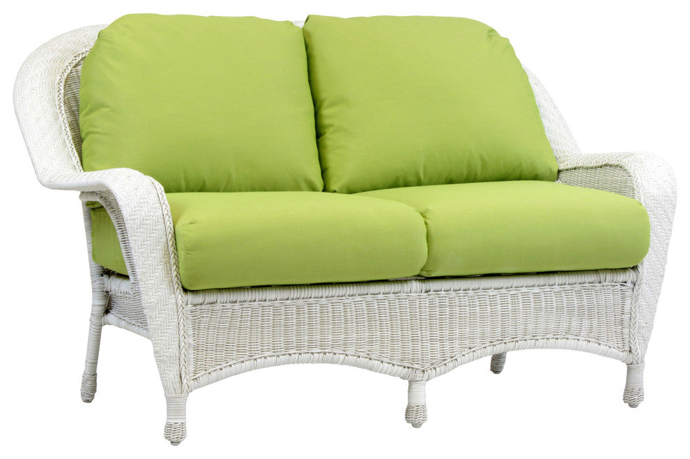 Key West Rustic White Loveseat in Husk Texture Birch