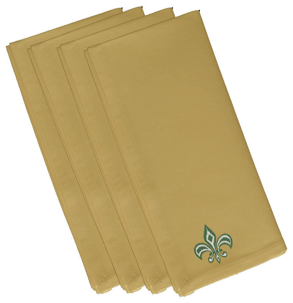 Fleur De Lis Ikat Print Napkin, Green, Set of 4