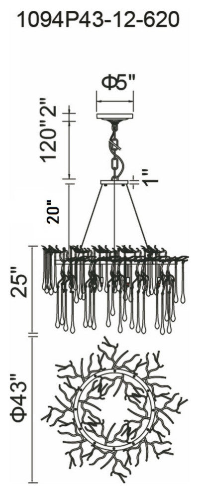 Anita 12 Light Chandelier With Black Finish