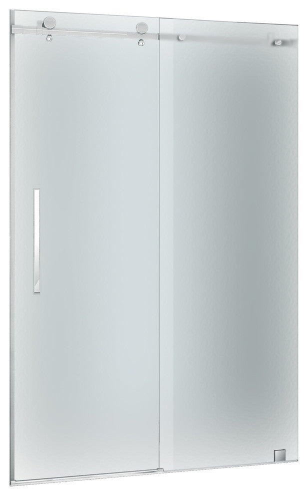 Moselle Completely Frameless Sliding Shower Door, Frosted, Stainless, 44-48"x75"