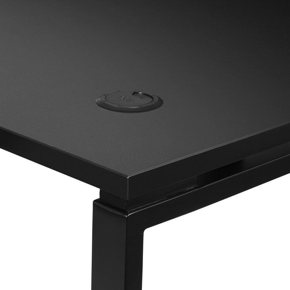 48" Writing Desk With Black Laminate Top and Black Finish Metal Legs