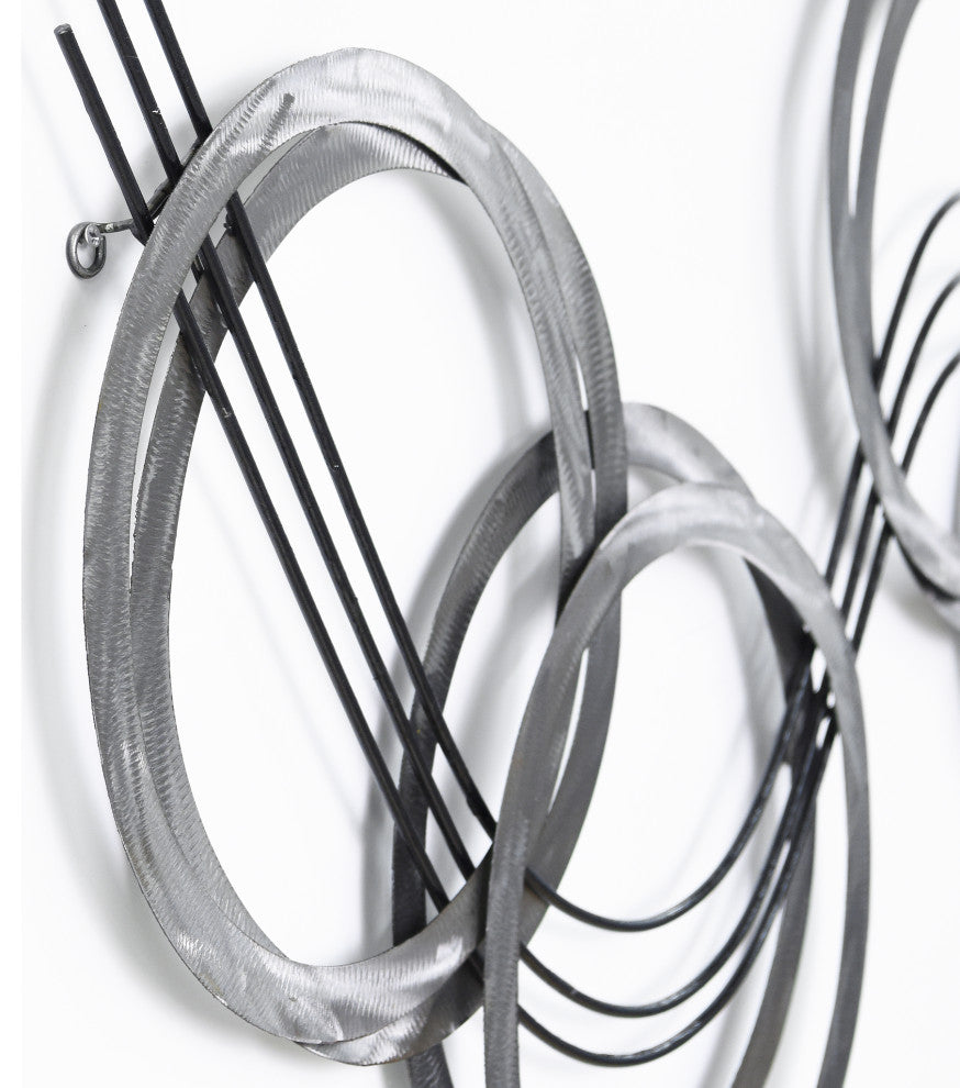 Hand Painted Etched Metal Wall Sculpture, Multi Color, Flowing