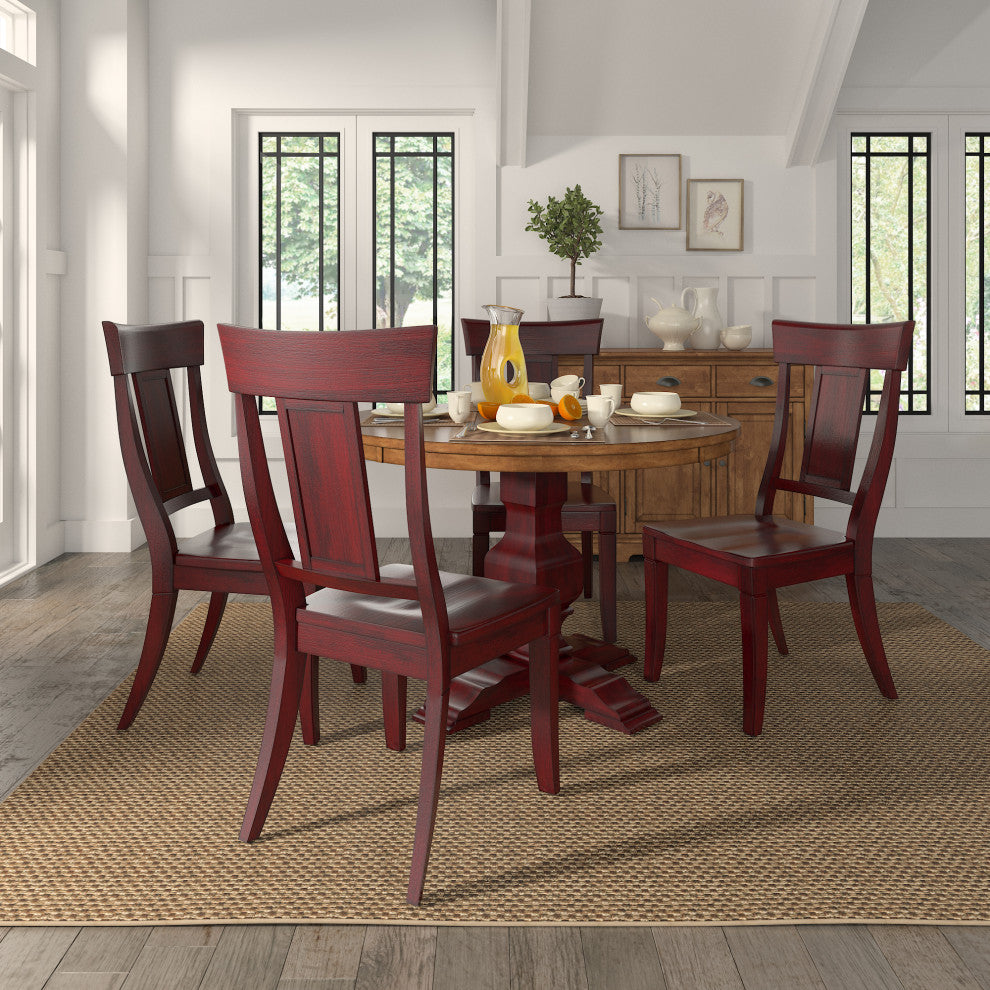 Arbor Hill Panel Back Wood Dining Chair, Set of 2, Berry Red