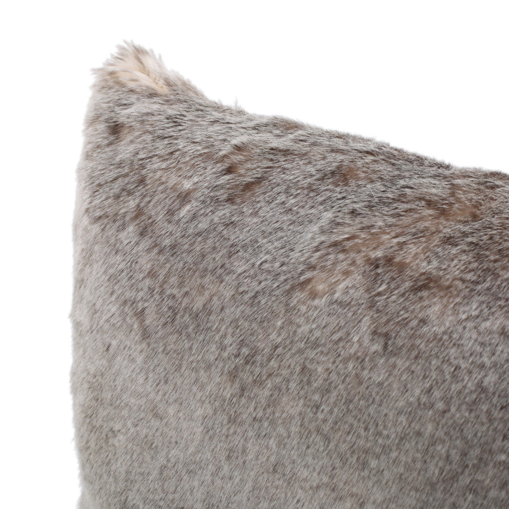 GDF Studio Elise Modern Glam Faux Fur Throw Pillow, Light Brown, 1
