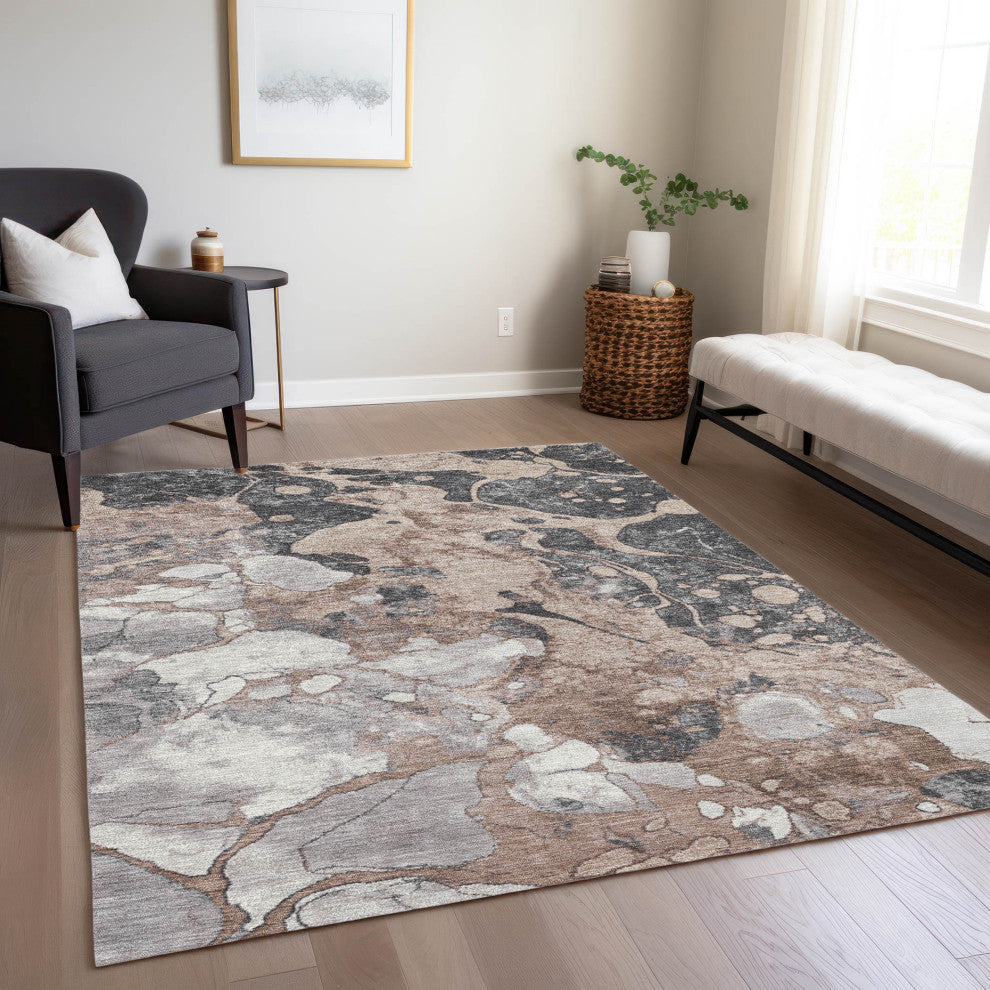 Machine Washable Indoor/Outdoor Chantille ACN1909 Mocha 2'6" x 3'10" Rug