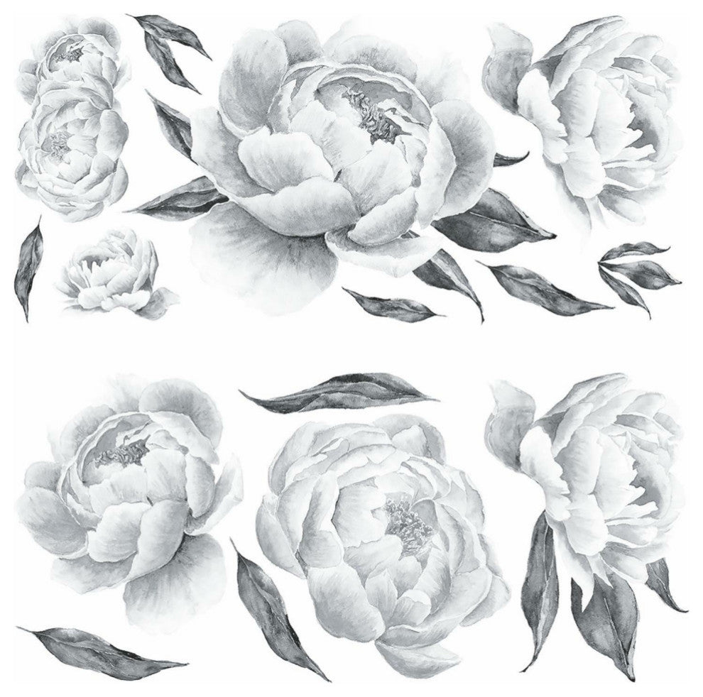 Black Peonies Peel And Stick Giant Wall Decals