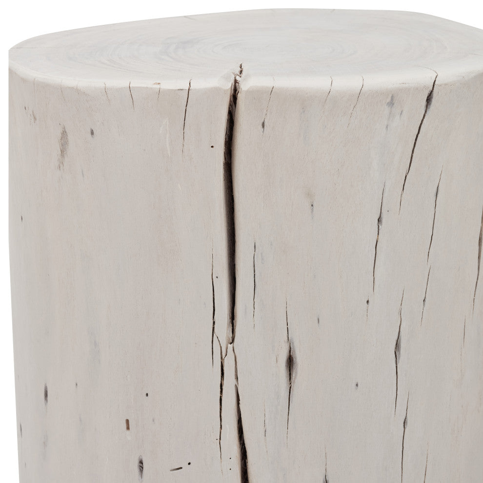 Brooks Solid Wood Stump, White Wash