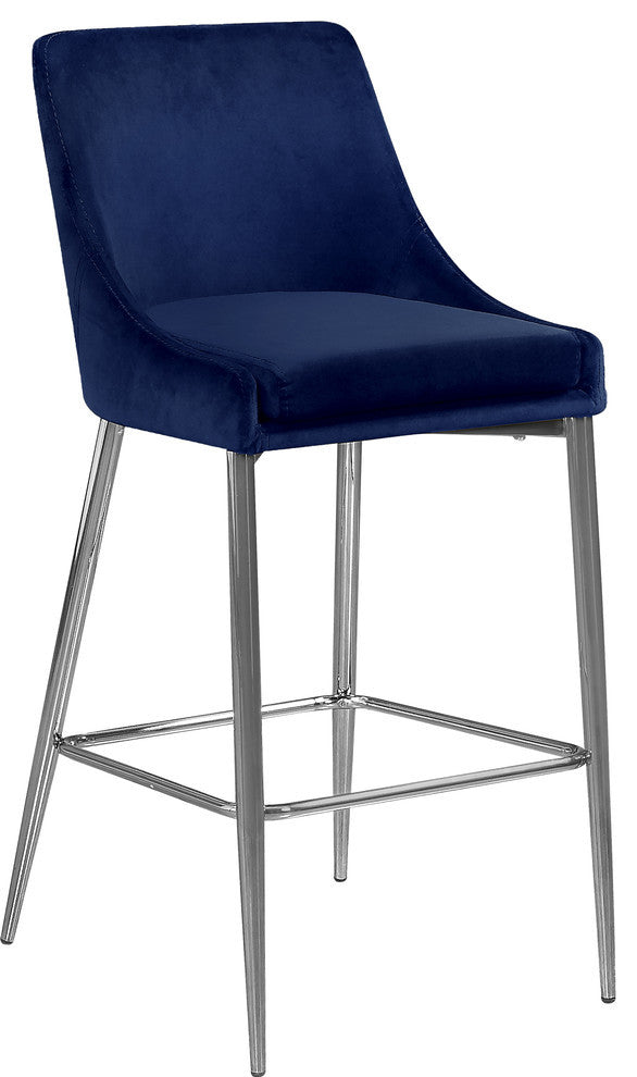 Karina Velvet Stool (Set of 2), Navy, Chrome Base