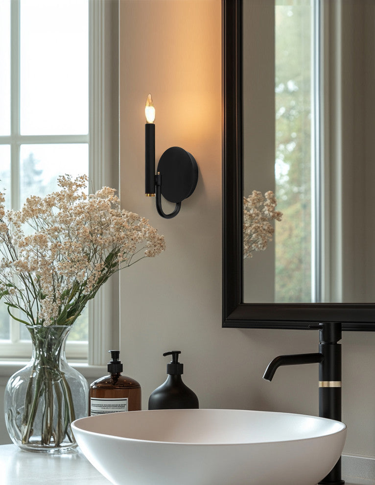 Bedford ADA 1-Light Wall Sconce Matte Black With Brass Finish