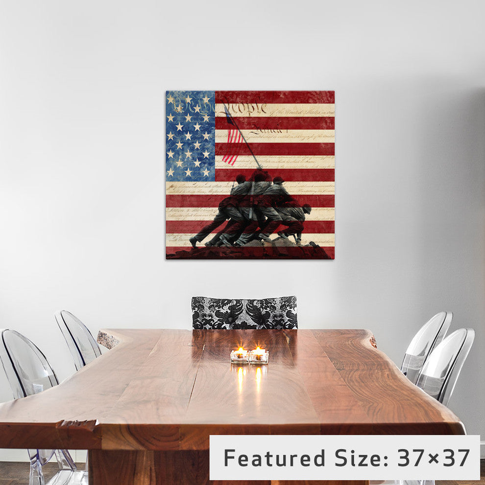 "Raising the Flag on Iwo Jima US Constitution" by iCanvas, 26x26x1.5"
