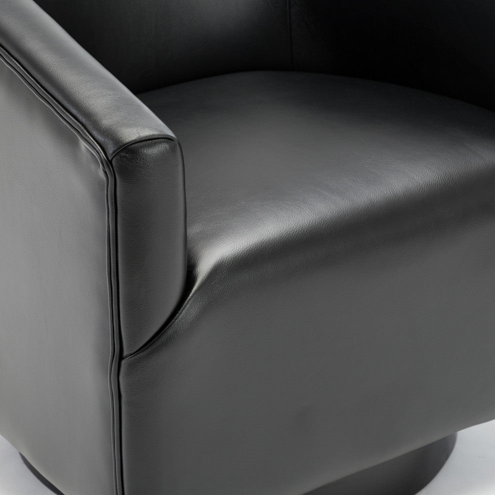 Geneva Charcoal Wood Base Swivel Chair, Black