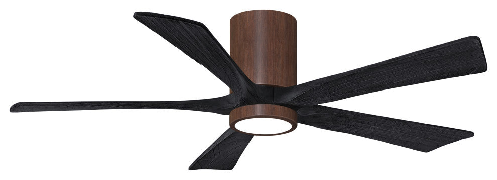 Irene-5HLK 5-Blade Flush Mount Ceiling Fan, Integrated LED, Walnut Tone/Matte Black, 52"
