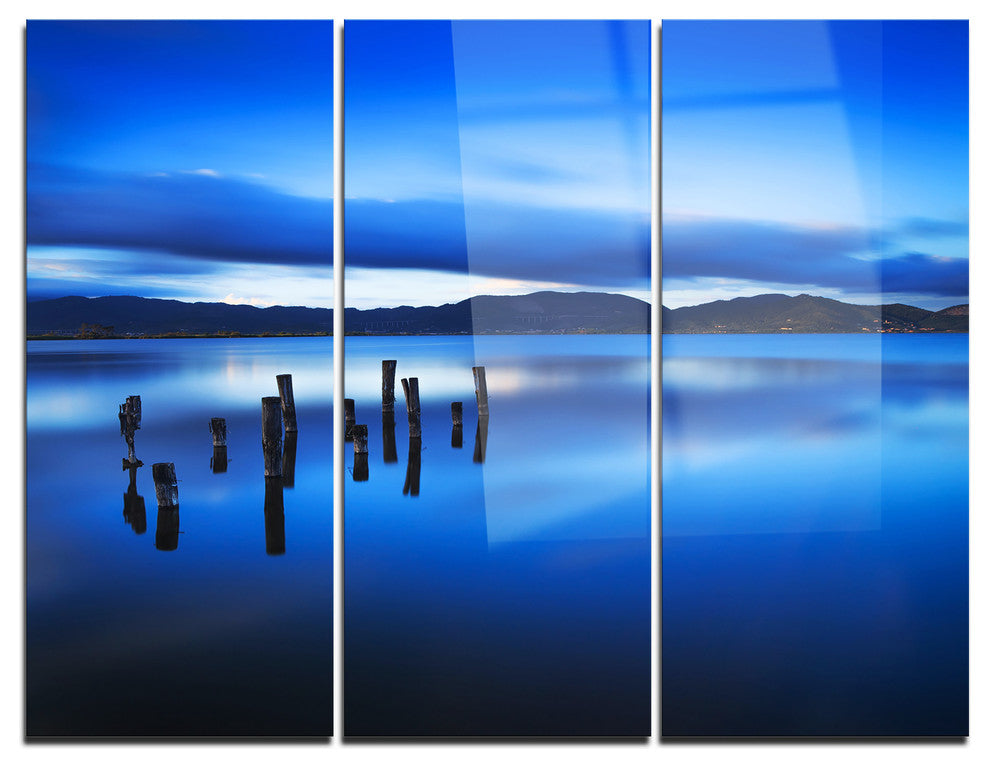 "Blue Clouds at Evening" Photo Metal Wall Art, 3 Panels, 36"x28"