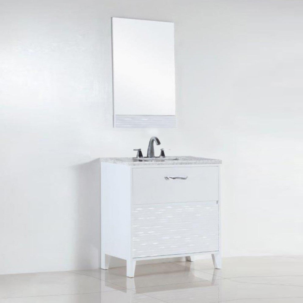 Alda Single-Sink Vanity, White, 30", White With White Carrara Top