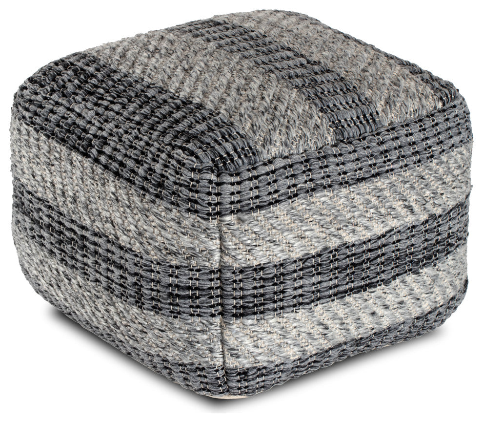 I Got Stripes 24"x24"x17" Gray Pouf