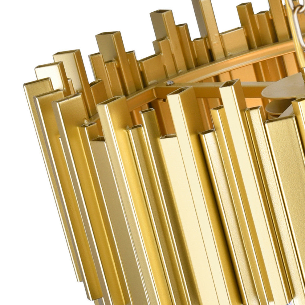 Deco 7 Light Down Chandelier With Medallion Gold Finish