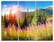 "Mountains With Pink Flowers" Metal Wall Art, 3 Panels, 36"x28"