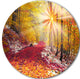 Bright Yellow Sun In Alpine Forest, Landscape Photo Round Wall Art, 38"