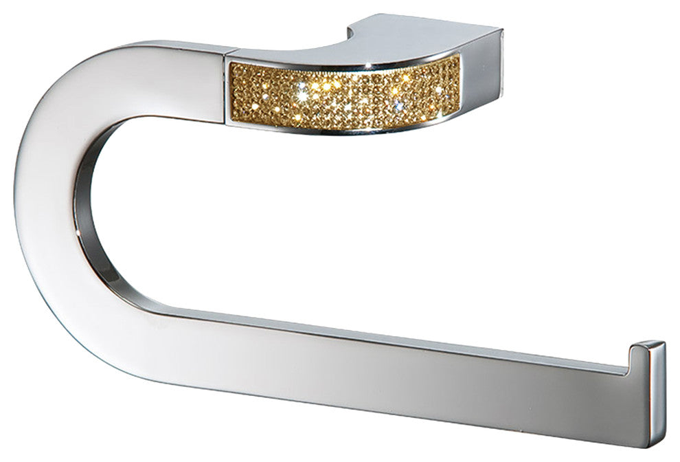 Cecilia Gold Swarovski Crystals Small Towel Ring, Chrome-Gold