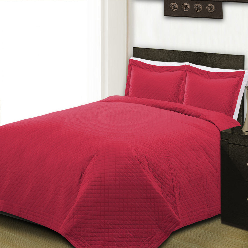 Cottonpure 100% Cotton Diamond Quilt , Scarlet, Full/Queen