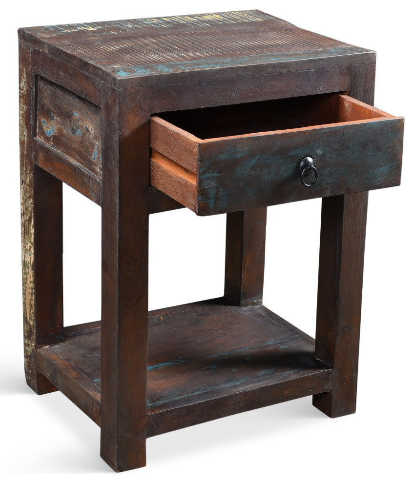 Reclaimed Wood SideTable With Drawer