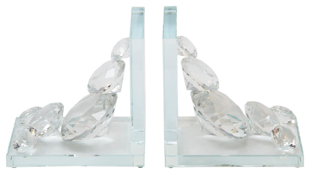 Sagebrook Home Crystal Diamond Bookends, Set of 2