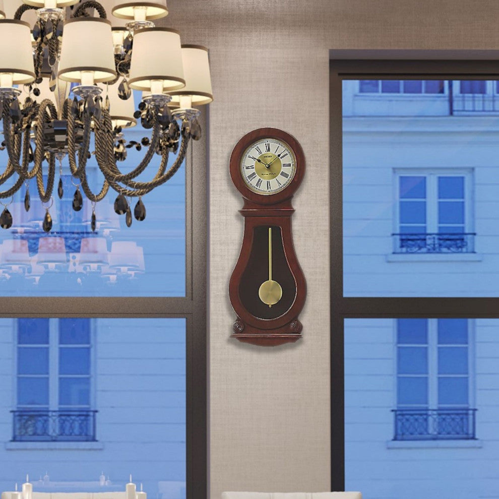Seiko Clocks, Circular and Classic Wall Clock With Pendulum and Chime