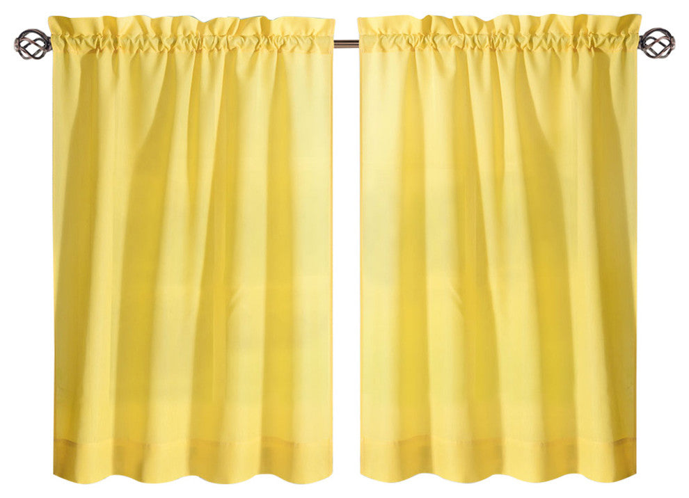 Ellis Curtain Stacey Tailored Tier Pair Curtains, Yellow, 56"x36"