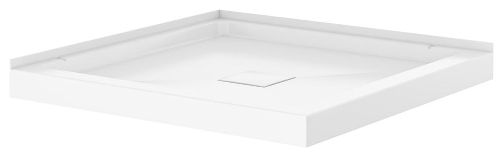 Marquette 36x36 Shower Pan Base With Center Drain, Glossy White