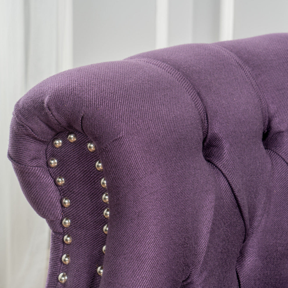 GDF Studio Akula High Back Club Chair, Plum Fabric