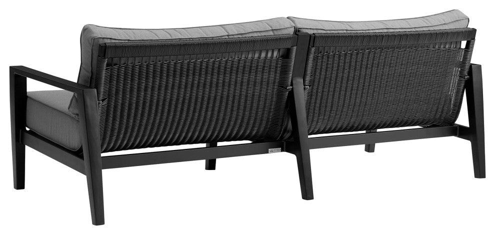 Cayman 4-Piece Black Aluminum Outdoor Seating Set With Dark Gray Cushions
