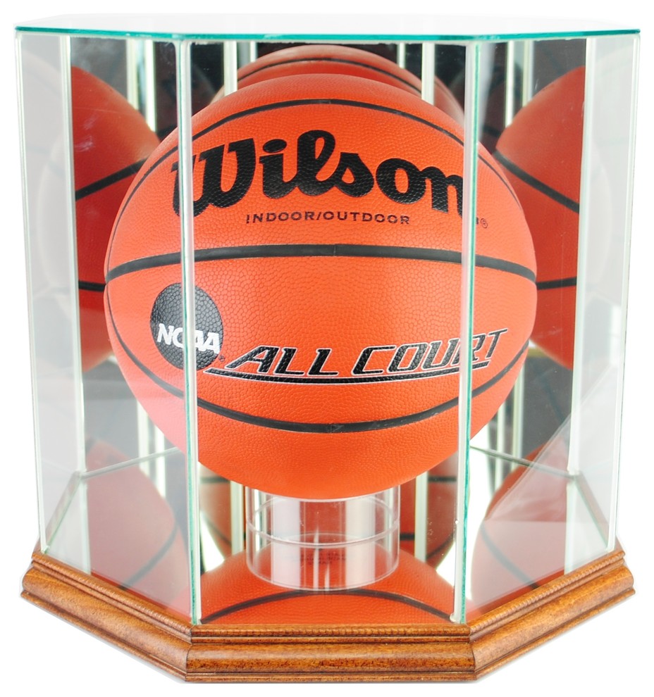 Octagon Basketball Display Case, Walnut