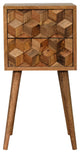 Mini Cube Carved 2 Drawer Nightstand