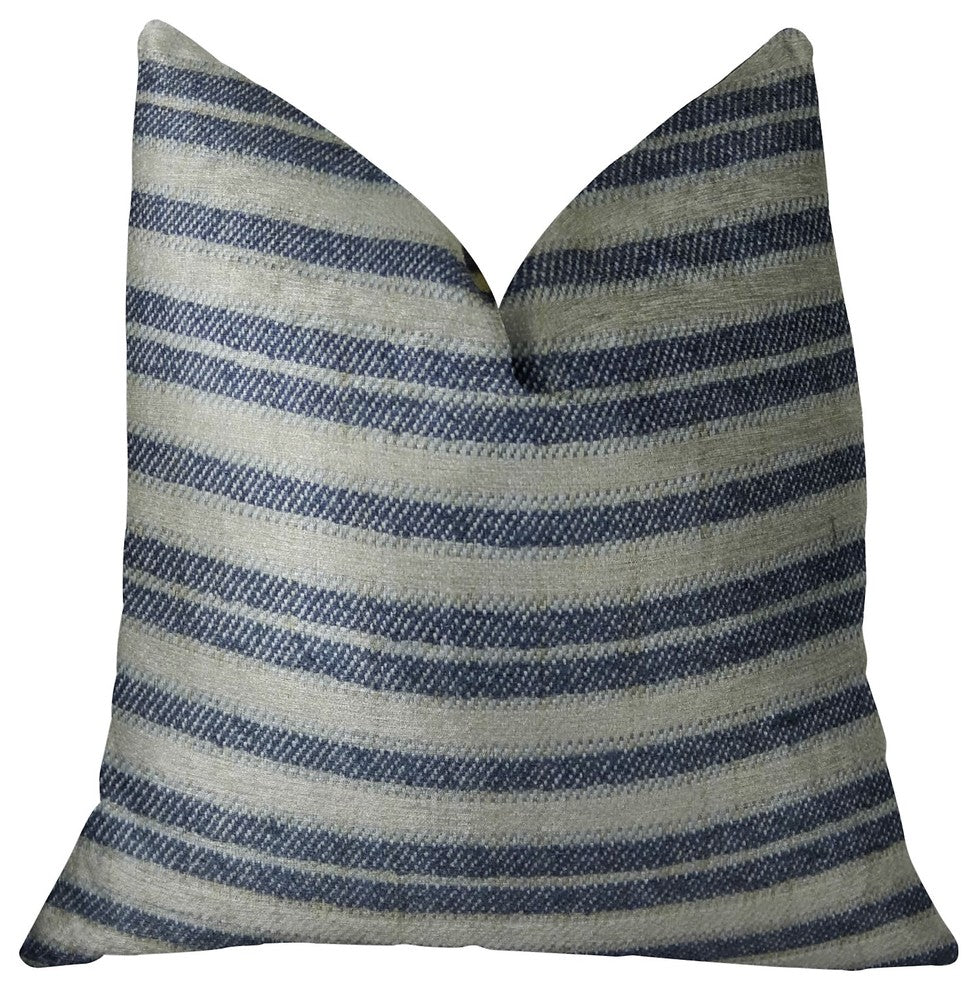 By meadow Navy and Cream Handmade Luxury Pillow, 12"x20"