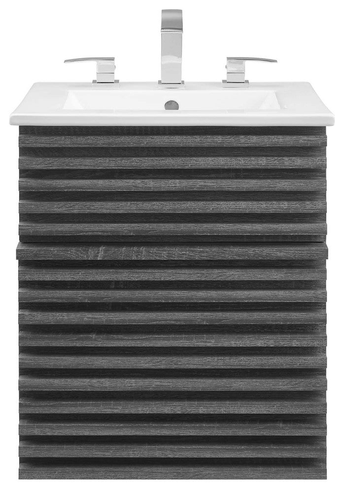 Render 18" Wall-Mount Bathroom Vanity, Charcoal White