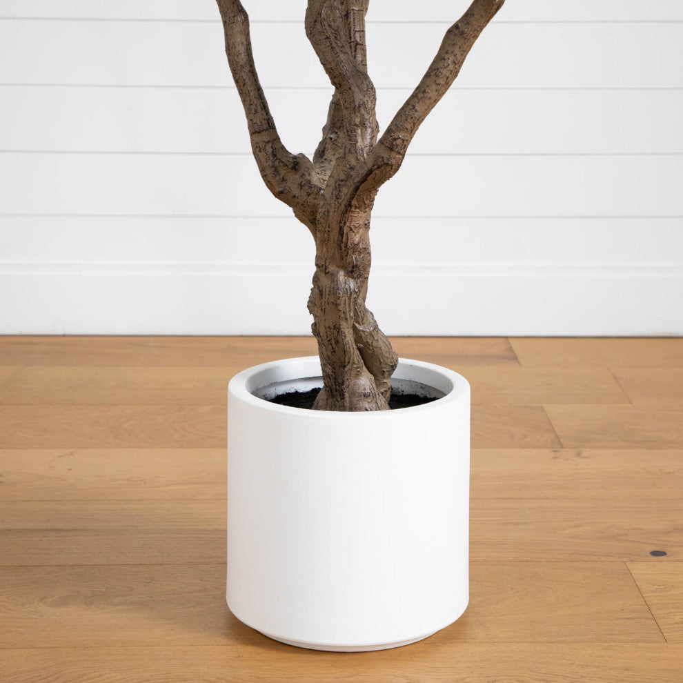 8ft. Artificial Grand Olive Tree, White Decorative Planter